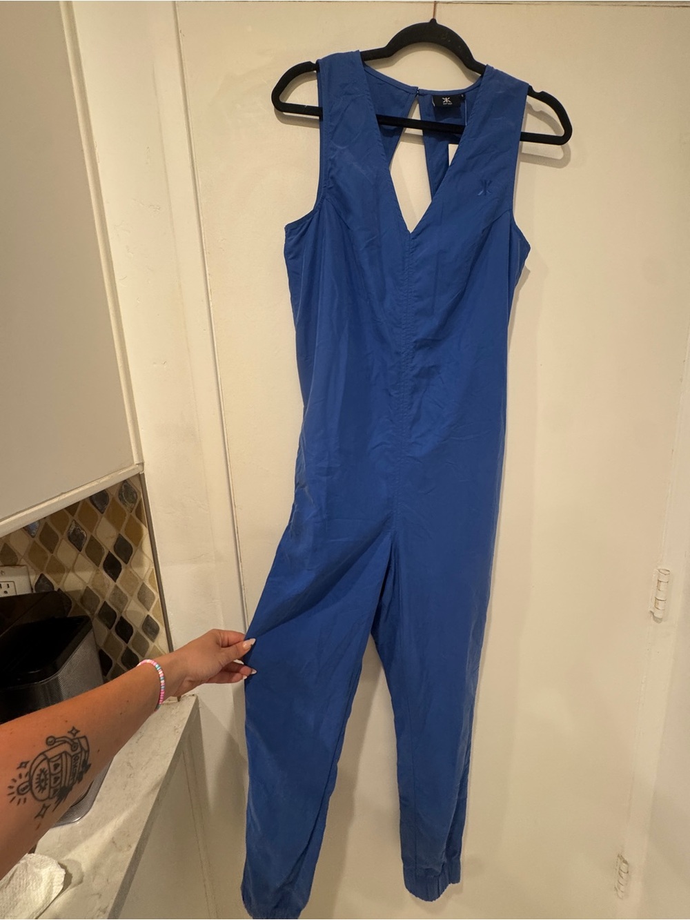 NWT Onepiece Sleeveless Technical Jogger Jumpsuit Blue Size Small - Picture 2 of 7